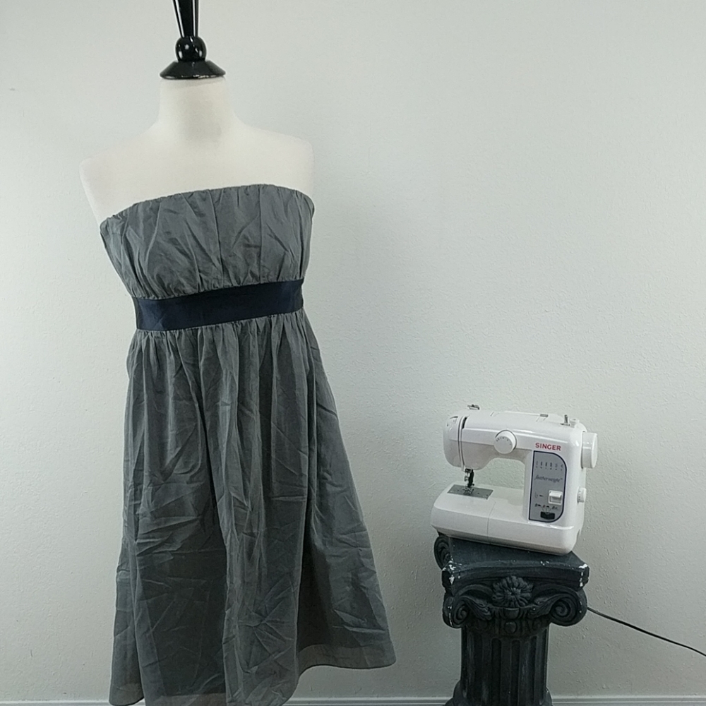 Strapless Grey GAP Dress Cotton Silk Blend NWT 10